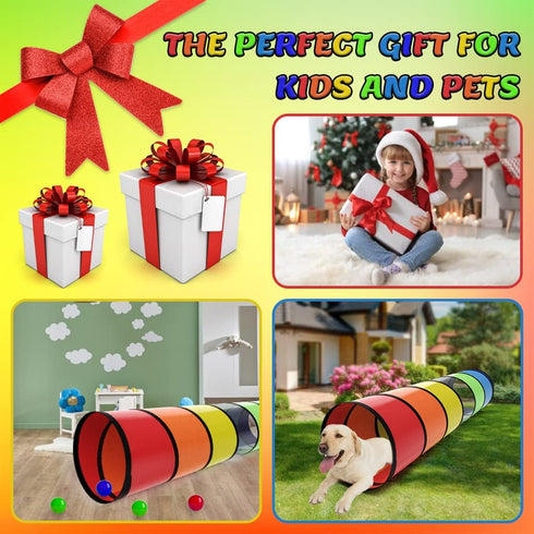 Kids Play Tunnel for Toddlers, Colorful Pop Up Baby Tunnel for Crawling, 6 Foot Collapsible Gift for Children Dog