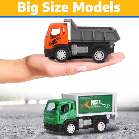 Liberty Imports 6 Pack Pullback City Builder Toy Vehicles – Dump Truck, Cement Mixer, Garbage Truck & More