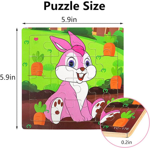 Puzzles for Kids Ages 3-5 - 9 Pack Wooden Jigsaw Puzzles for Toddlers 16 Pieces Educational Learning Toys