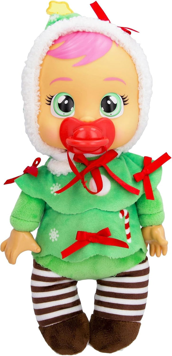 Cry Babies Tiny Cuddles Christmas Noelle - 9" Baby Dolls, Cries Real Tears, Christmas Tree Themed Pajamas