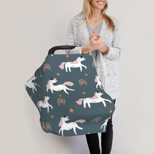 Schgap Unicorn Baby Car Seat Covers Canopy, Nursing Cover Breastfeeding Baby Carrier Covers Carseat Canopy for Toddler