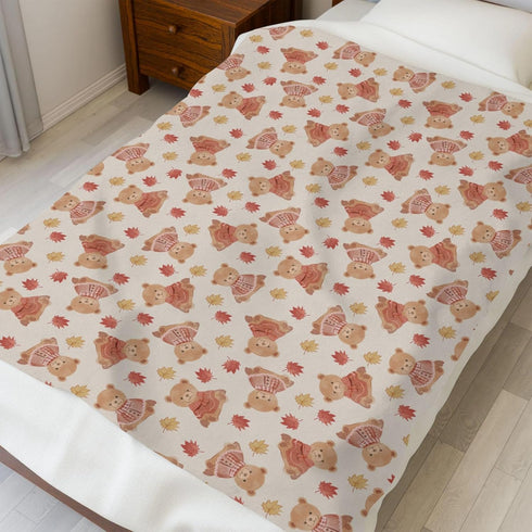 Selgkds 60x80inch Cute Bears Orange Fall Leaves Baby Blankets for Girl Boy Pastel Bear Sweaters Autumn Infant Toddler