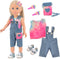 Ecore Fun 18 Inch Girl Doll Playset, 8 Pcs with Clothes and Accessories, Includes Doll and Hairpin