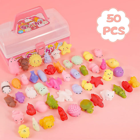 50 Pcs Squishies Mochi Squishy Toys for Kids, Party Favors, Stress Relief Fidget Toys, Birthday Christmas Gift