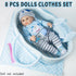 9 Set 17-22 Inch Sets Pieces Reborn Baby Doll Clothes Blue Dog Doll Accessories for Reborn Baby Doll Clothing Gift