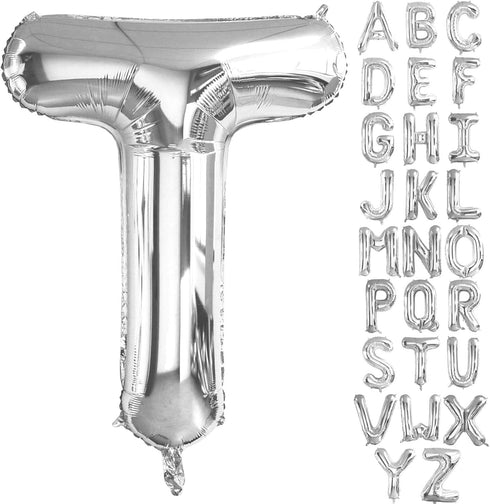 Lovoir 40 Inch Jumbo Silver Letter T Balloon, Big Size Mylar Foil Helium Balloon for Birthday Party Celebration