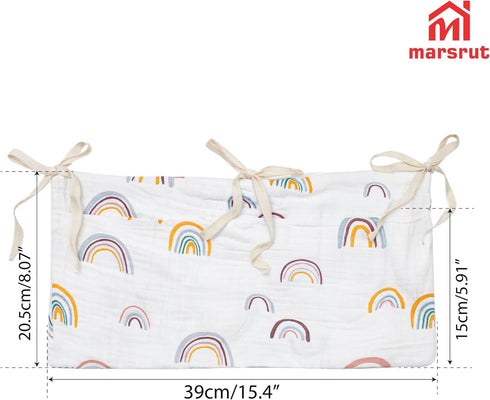 Crib Hanging Storage Organizer Bag, Baby Bedside Cribs Pocket, Cotton Material, Multifunctional Caddy Bags