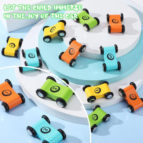 24 Pcs Wooden Cars for Ramp, Replacement Car Toy Vehicle Play Sets for Toddlers Age 3+