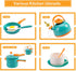 56Pcs Playset 2 Sets, Mini Play Kitchen Accessories for Kids, Pretend Cooking with Cookware, Tableware & Fruit Learning