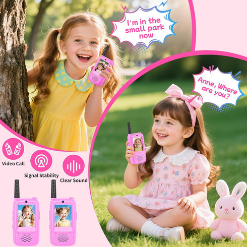 MINIBEAR 2 Pack 3-12 Video Walkie Talkies for Kids, Rechargeable Kids Walkie Talkies Long Range Outdoor Christmas