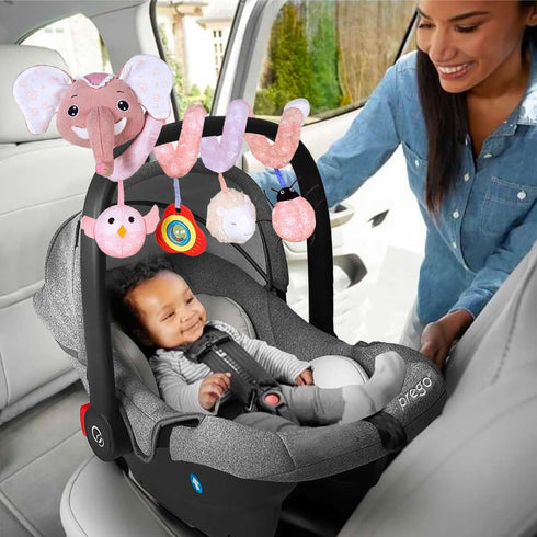 Car Seat Toys - Infant Spiral Hanging Toys for Stroller, Crib, Bassinet - Early Development Toys for Newborn Girls