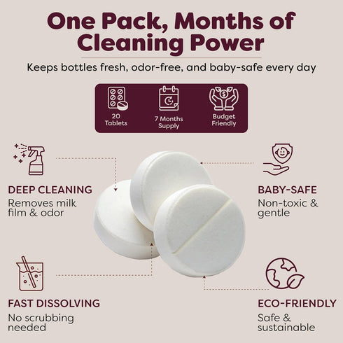 Momcozy, 20 Count Descaling Tablets for Bottle Washer & Warmers - Descaler for Milk & Limescale Removal - Compatible