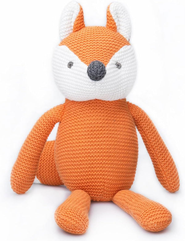FLUFFYFUN 100% Organic Cotton Orange Fox Plush Toy, 7.1" Baby Stuffed Animal