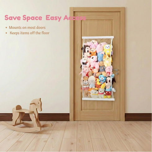 VOMELON Stuffed Animal Storage Holder, Elastic Stuffed Animal Net,Door/ Wall Mount Length Adjustable Hanging Stuffed
