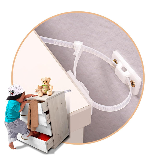 12 Pairs Furniture Anchors for Baby Proofing, Anti Tip Child Safety Cabinet Straps for Secure Furniture