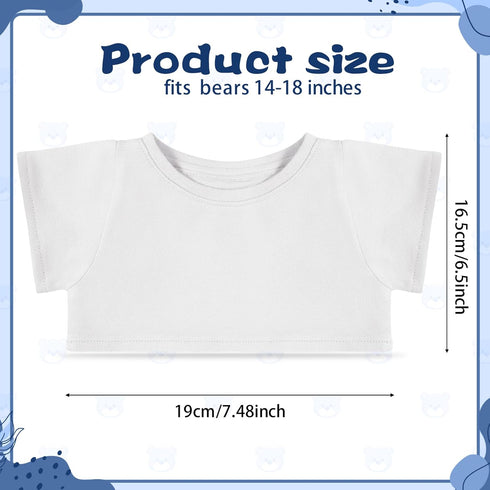 Bear Tee Shirt Fit 14-18inch Bear Clothes Stuffed Animal Clothes Shirt Basic Stuffed Bears Dolls Shirt, White
