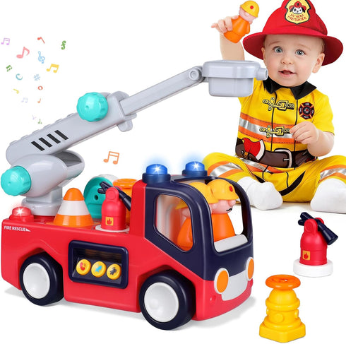 Yunaking Fire Truck Toys for 2 Year Old Boys Girls Montessori Early