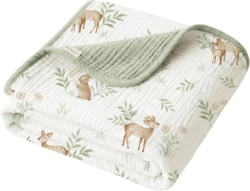 100% 40"x36" Konssy Muslin Baby Blankets for Girls Boys, Cotton Crib Blanket for Infant Toddler, Super Soft