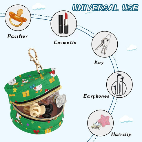 Duck Round Pacifier Storage Case with Zipper, Portable Pacifier Case for Travel, Diaper Bag & Purse, Pacifier Container