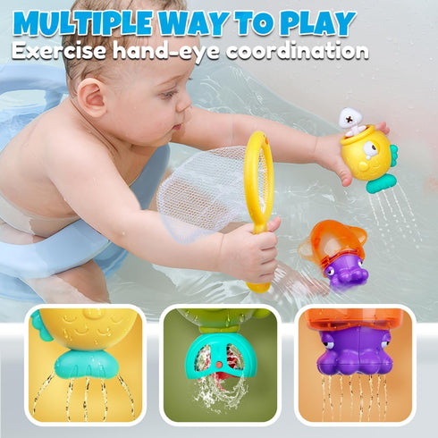 Baby Bath Toys for Kids Ages 1-3, Magnetic Fishing Games with Floating Bathtub Toys & Fishing Net for Toddlers