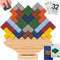 Wooden Tetra Tower Game - 32PCS Stack Attack with Building Blocks & Cards, Fun Balance Game for All