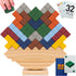 Wooden Tetra Tower Game - 32PCS Stack Attack with Building Blocks & Cards, Fun Balance Game for All