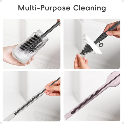 Set Free,3 Silicone Cleaning Brush Kit,Water Bottle and Straw Cleaner Brush for Tumbler,Baby Bottle,Breast Pump