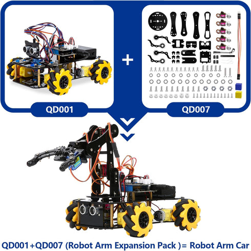Pack 8-12 12-16, Adults(QD007) ACEBOTT Robot Arm Expansion Smart Car Starter Kit, Robotics Kit for Kids Ages STEM Toys
