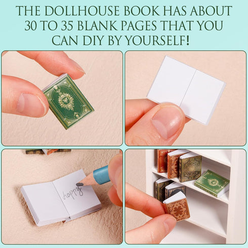 36 1:12 1 Bookcase,4 Pcs Scale Miniatures Dollhouse Books and White Wooden Floors Furniture Display Bookshelf Cabinet