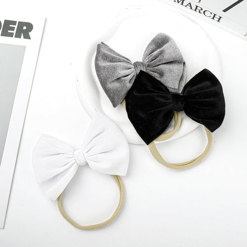 YanJie Handmade Velvet Hairband - Stretchy Nylon Headbands & Baby Bows for Girls, 4.5 Black-Velvet, 3 Count