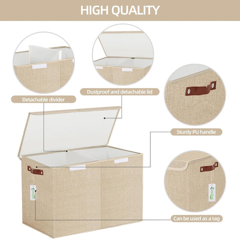 Closet 25"x13"x16" Bagnizer Large Toy Storage Box with Lids, Collapsible Sturdy Baby Storage Organizer Chest Bin Basket