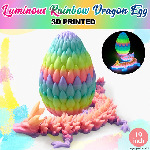 19''Large 3D 5-7 4-6 8-12 Printed Dragon Egg Glow in the Dark,Articulated Dragon Inside, Surprise Big Dragons Egg Toy