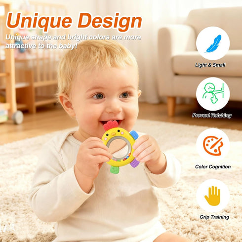 0-6 0-6 6-12 Baby Teether for Months, Soft Silicone Teething Toy, Freezer Safe Cooling Relief, Easy Grip Design, BPA
