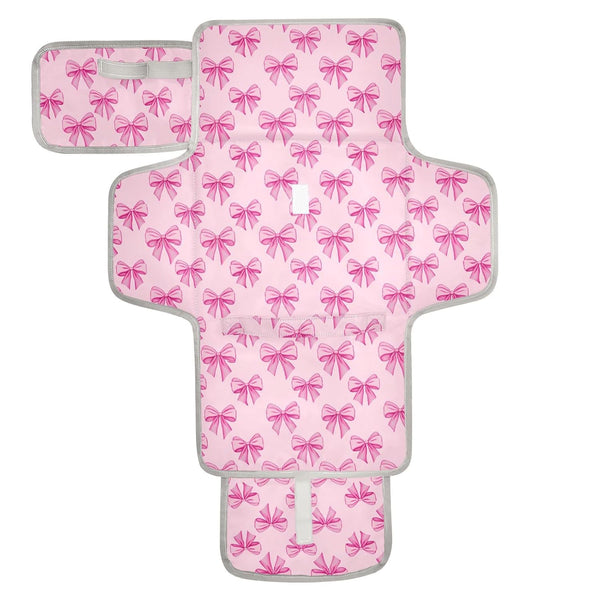Msyxl Portable Changing Pad for Baby - Pink Bows Waterproof Diaper Changing Mat