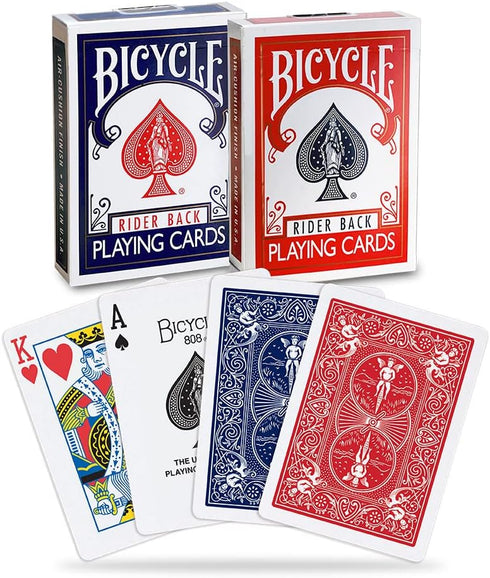 Bicycle Rider Back Playing Cards - Standard Index, Premium Poker Cards, Red & Blue, 2 Count
