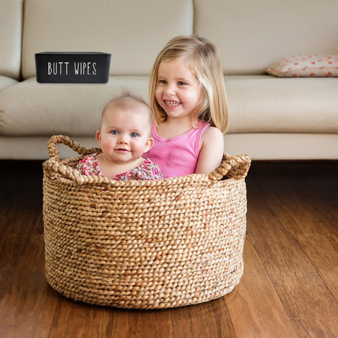 2 Pack Butt Wipes Dispenser - Flushable Wipes Container for Bathroom, Chic Style Nursery Diaper Holder