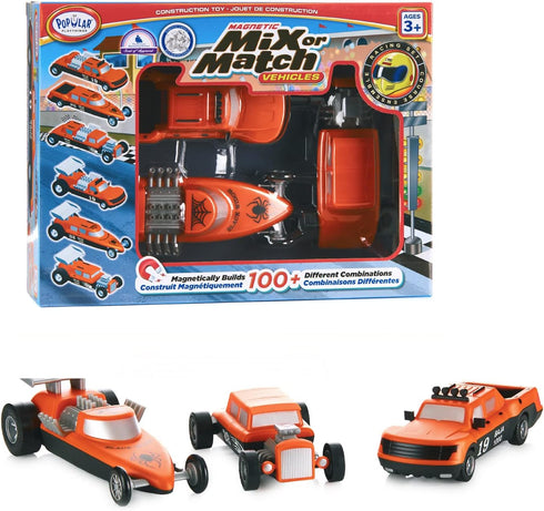 Mix or Match Vehicles, Magnetic Toy Play Set, Race Cars - POPULAR PLAYTHINGS