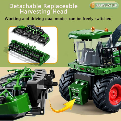 GoolRC Remote Control Tractor Farm Harvester, 1:24 Scale RC Truck with Spray/Light/Sound Effects, 2 Batteries