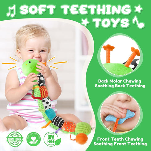 AWOTOY 0-6-12 Tummy Baby Toys Months,Musical Caterpillar Stuffed Animals Activity Infant Toys