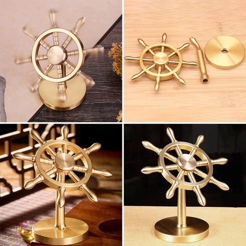 Spinner Brass Boat Helmsman Puts, Creative Metal Fidget Spinner Crafts, Copper Extractor Artifact Detachable Gift