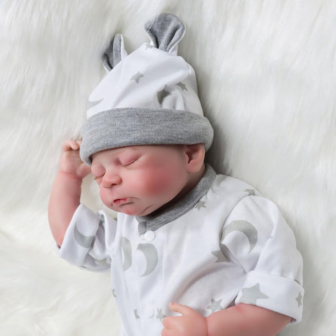 Realistic Reborn Baby Dolls Boy, 18 Inches Soft Vinyl Newborn Toy with Stars Moon Clothes, Gift for Kids