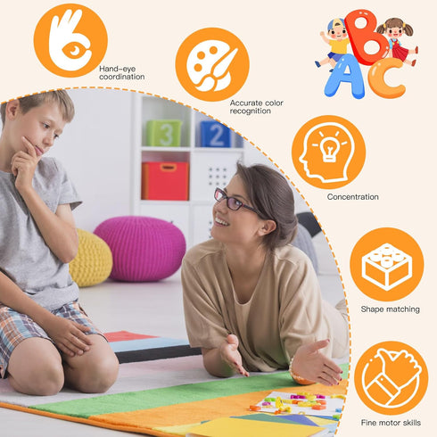 Rindion 2 Pack 3-5, Set Wooden Puzzles, Toddlers Alphabet Number Puzzles, ABC Learning Toys for Kids Ages Preschool