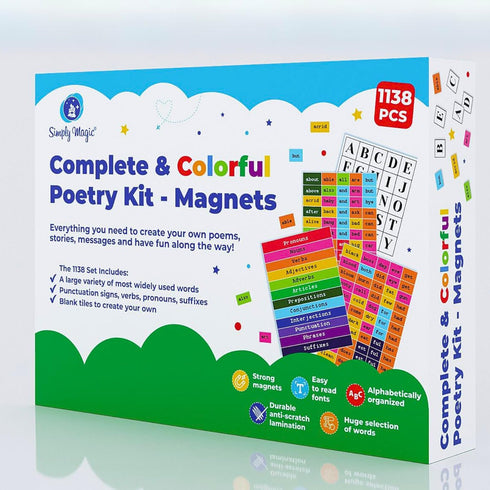 1138 PCS Colorful Poetry Magnets Kit, Magnetic Words for Fridge, Sentence Building, Create Poems, Conversations
