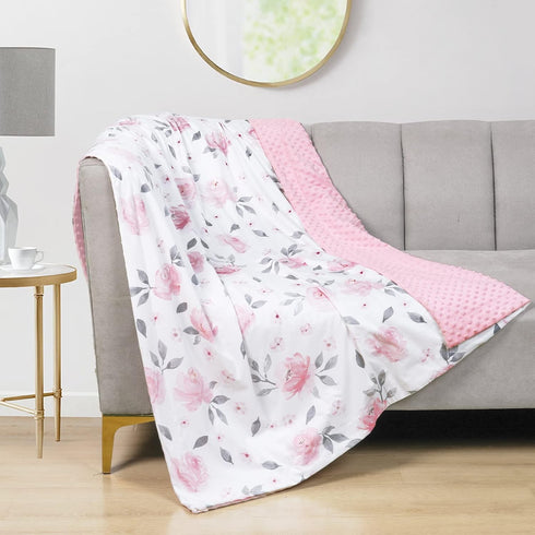 50x60 Inches PHF Minky Baby Blanket for Girls, Soft Double Layer Baby Blankets with Dotted Backing, Receiving Blanket