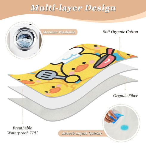 siphylline 52" 34" Cartoon Cute Duck Yellow Extra Large Resuable Training Pee Pads for Kids Highly Absorbent Diaper