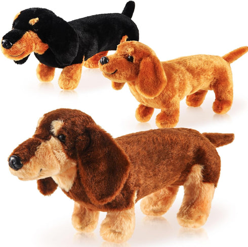 ZJoey Dachshund 3 Pcs Dog Plush Stuffed Animal Plush Sausage Dog Plush Soft