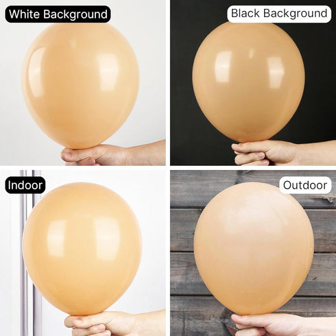 PartyWoo Nude Balloons 50 pcs, 12 Inch Beige Apricot Cream Boho Latex Neutral Helium Balloons for Baby Shower, Birthday