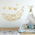 3D Gold Butterfly Wall Decor, 3 Sizes 4 Styles Butterfly Party Decorations, Removable Stickers for Room Mural (Gold,