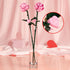 Set, 102 18 Inch 8+ Brickcraft Bricktanicals Pink Long Stem Rose Building Pieces, Buildable Flower, Romantic Valentines