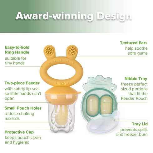 Haakaa Baby Feeder & Popsicle Molds - Blush & Pea Green